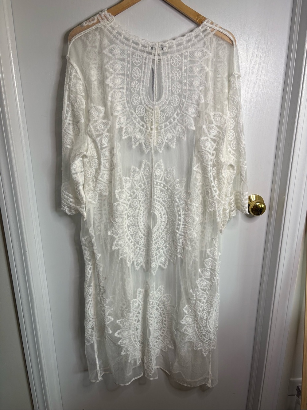 Rachel Zoe NWT Lace Embroidered Sheer Maxi Kimono Maxi OS Cover-Up Boho Fairy - Picture 3 of 9